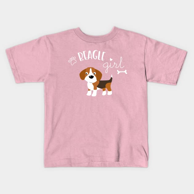 Beagle Girl Kids T-Shirt by katelein